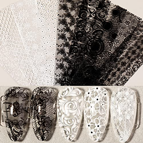 10 Rolls Lace Nail Art Foil Transfer Sticker Sexy Nail Foil Stickers Decals