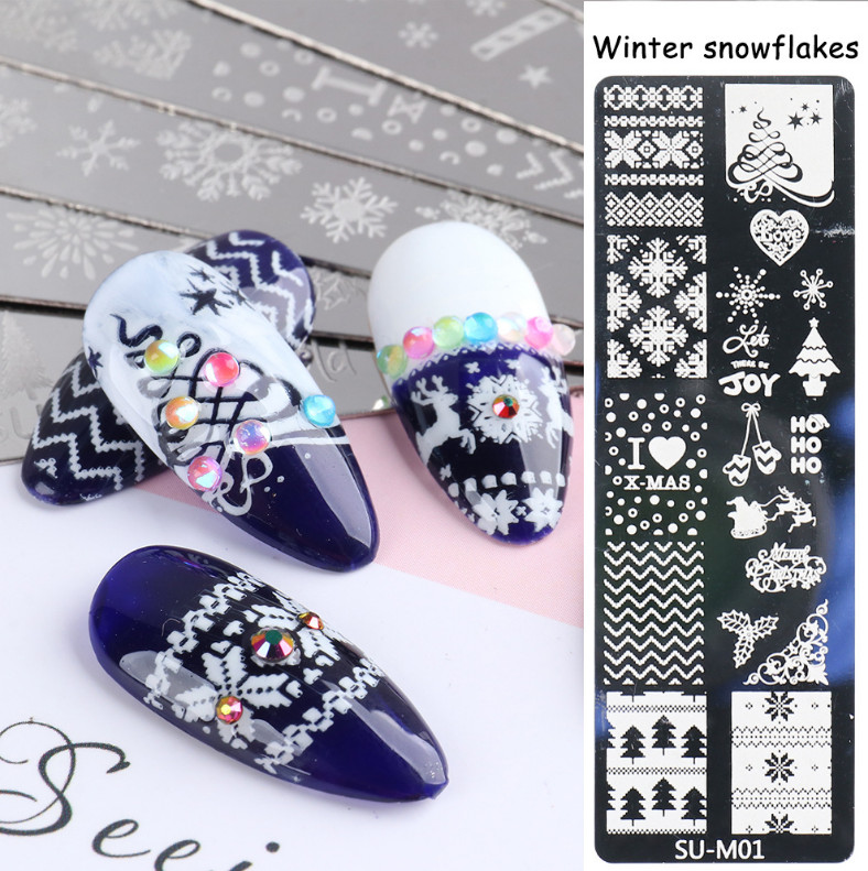 Christmas Snowflake Joy Stamping Plates Nail Art Stamp Templates Stainless Steel