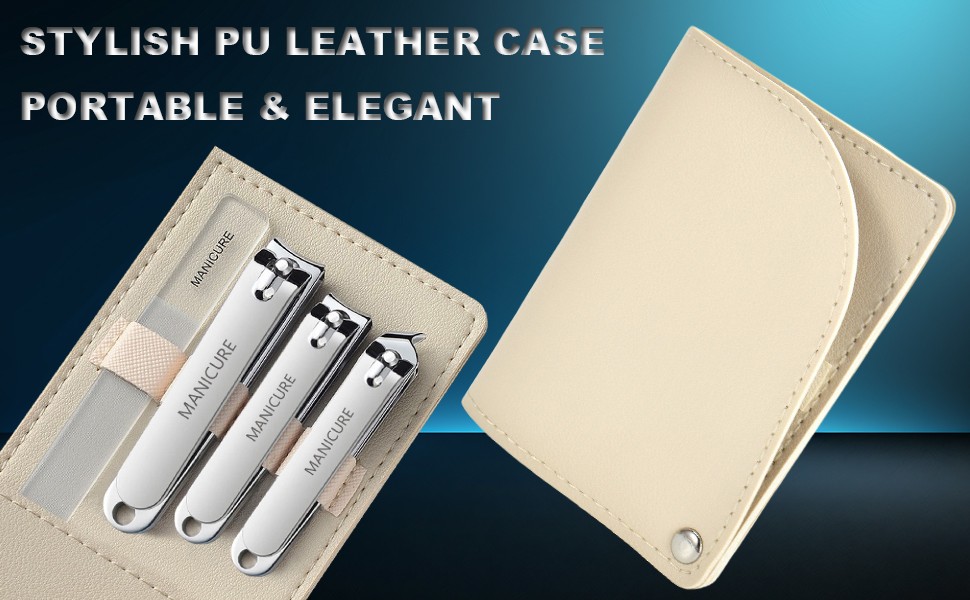 4 PCS Nail Clippers Set with Case, High-Carbon Steel Blades