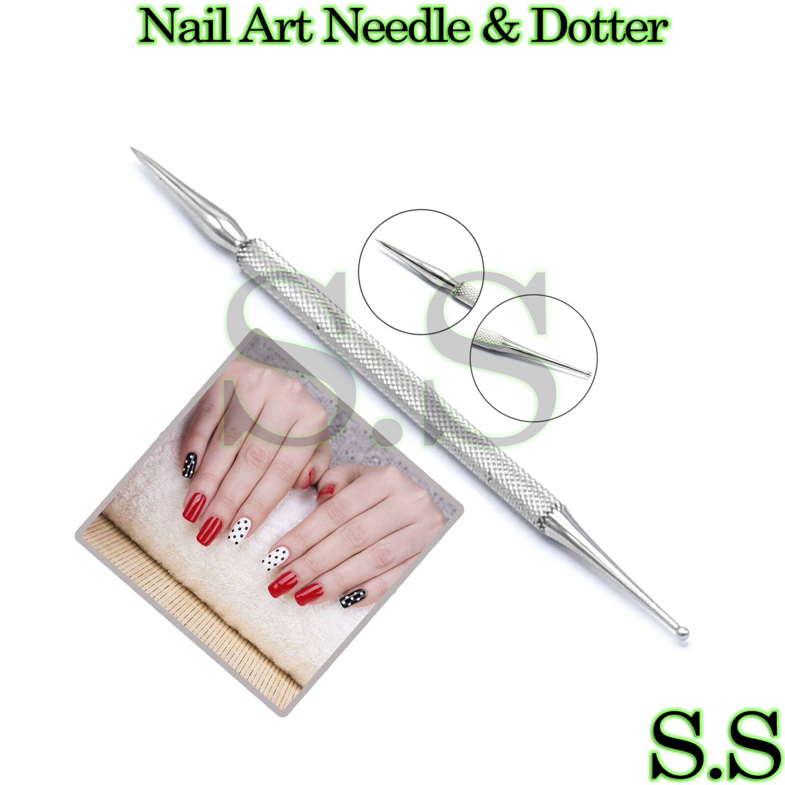 Nail Art Dotting Tool NEEDLE & DOTTER Double Ended Manicure NAIL Paint BTS-218