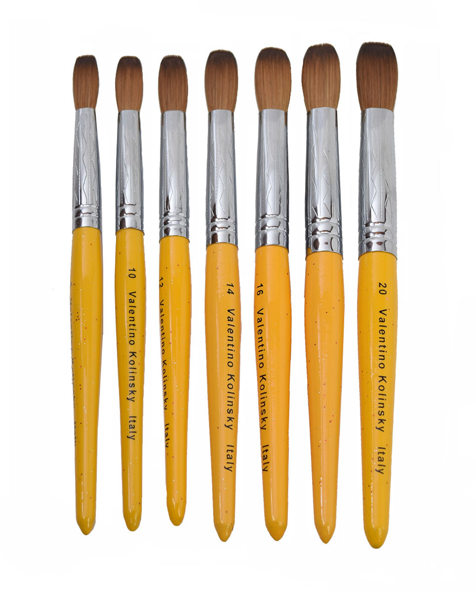 Valentino Acrylic Nail powder Brush Crimped * Pick your Sizes *