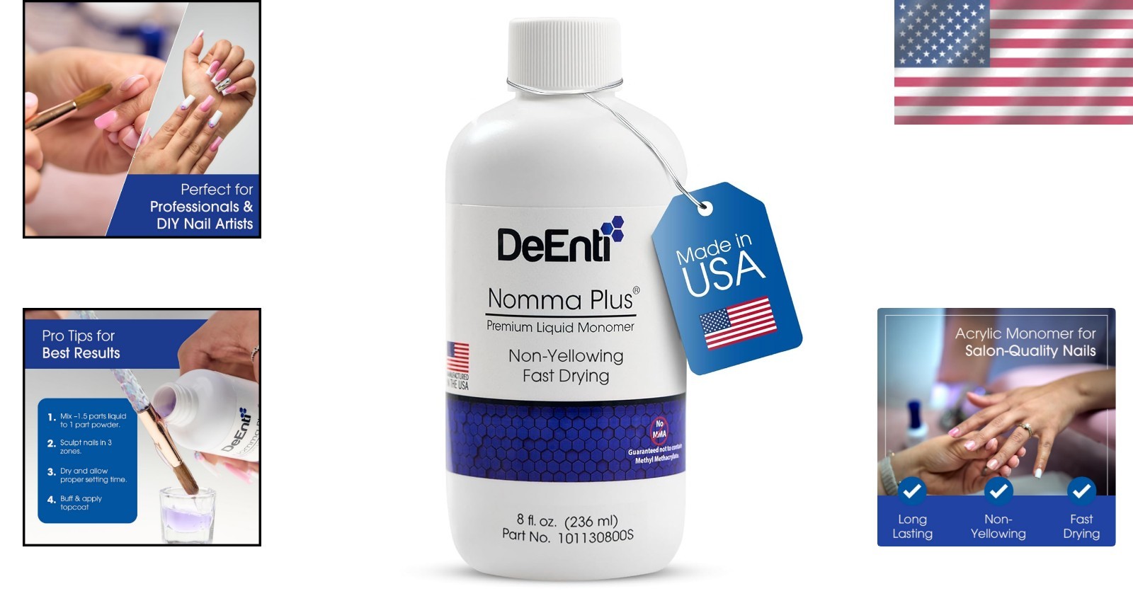 Nomma Plus 8oz Non-Yellowing Liquid Monomer – Professional Nail Quality