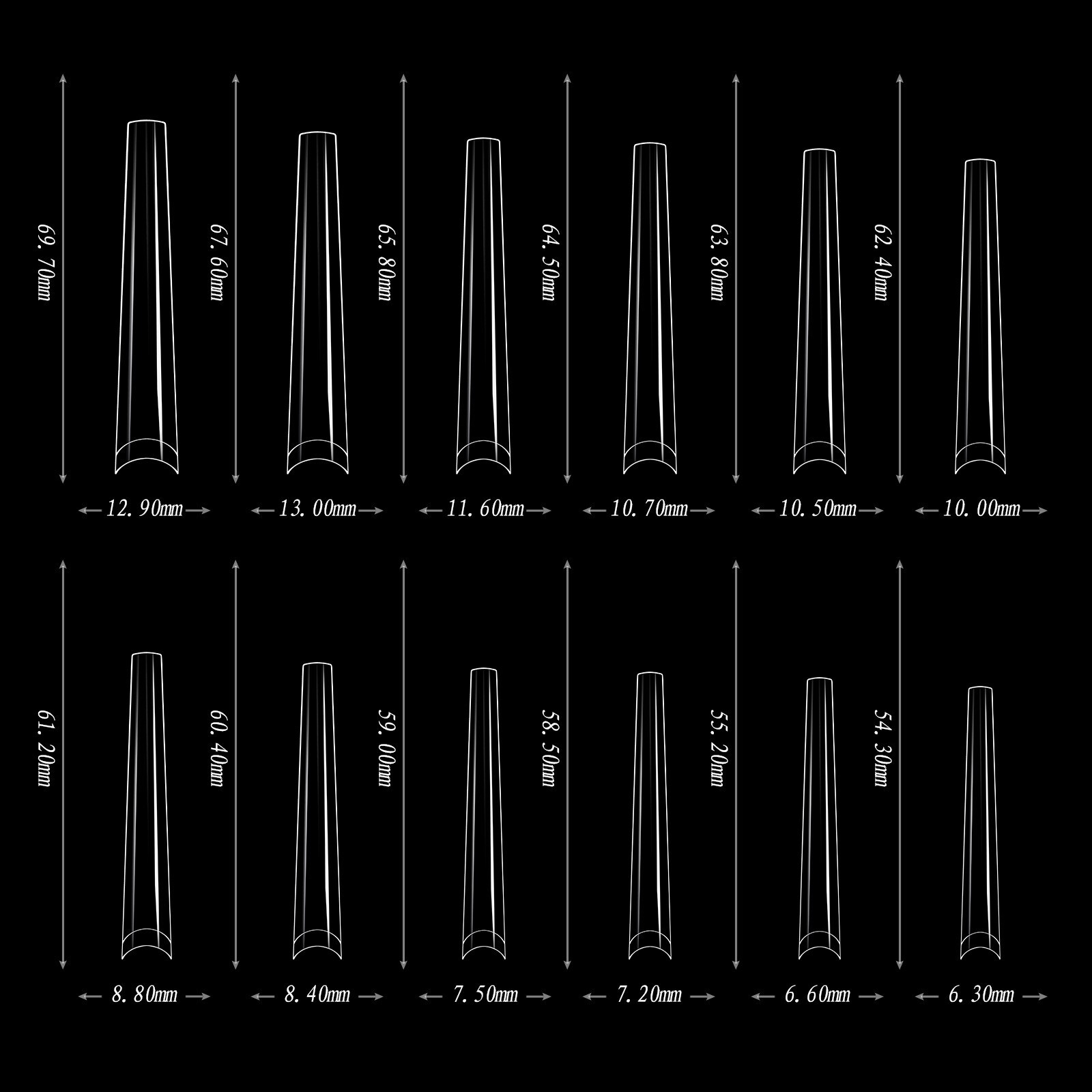 180pcs 5XL Extra Long Coffin/Stiletto/Square/Ballerina Soft Gel Nail Tips Clear
