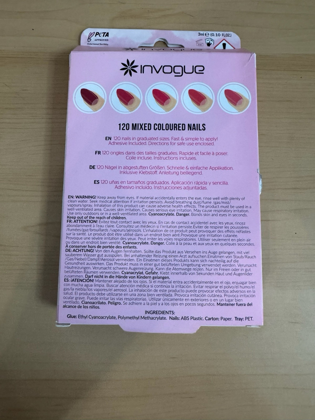 Invogue Coloured Nails Variety, Pack 10 Sizes Oval 120 Nails