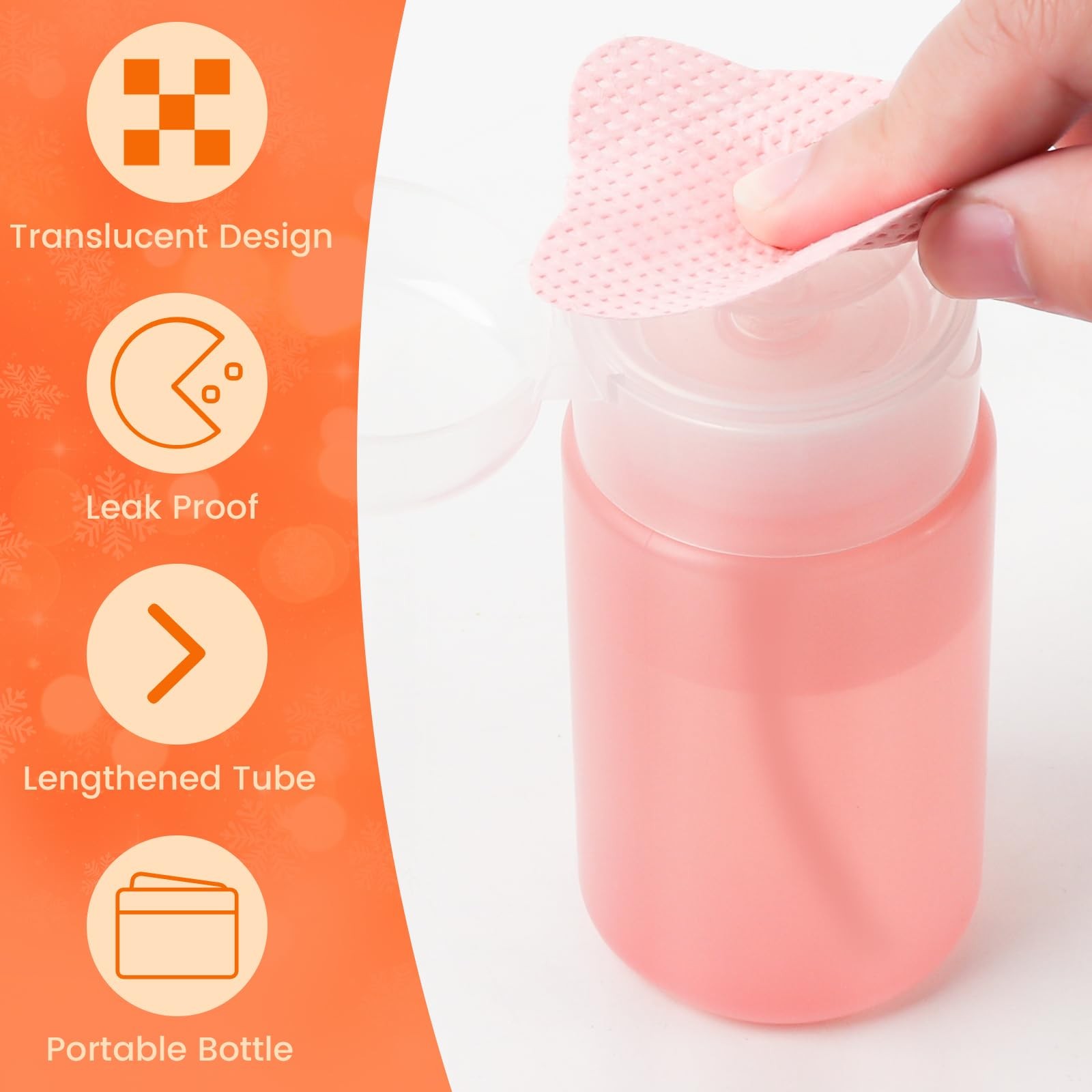 Corconess 1080PCS Lint Free Nail Wipes With 2 Acetone B-1082 SET, Pink