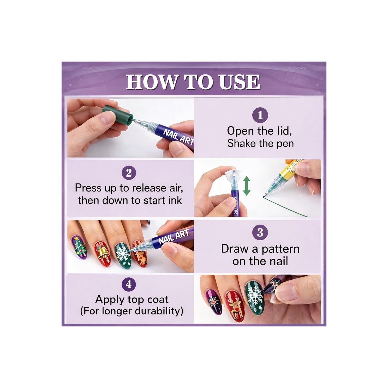 DIY Nail Art Pens Set 12 Colors with Fine Precision Tip for Detailed Designs
