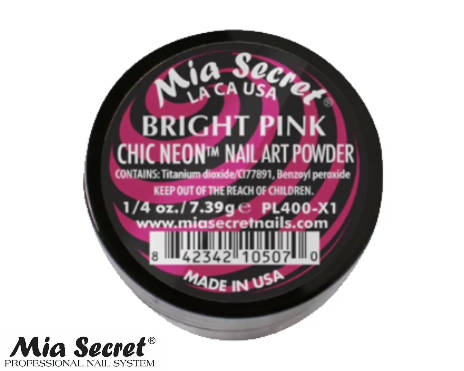 Mia Secret Nail Art Powder Chic Neon Collection (BRIGHT PINK) 1/4oz