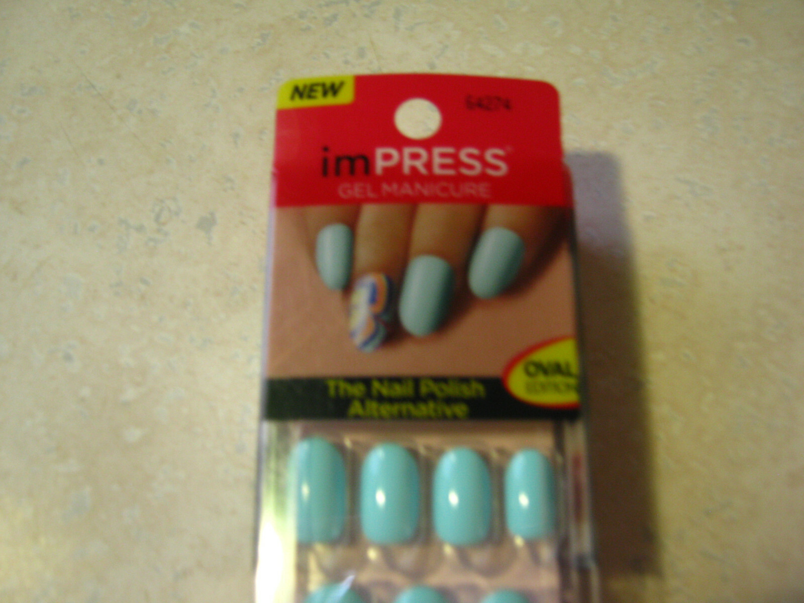 1 Kiss Impress GOSSIP GIRL Press-On 30 Nails MInt Green Navy Orange Swirls 64274