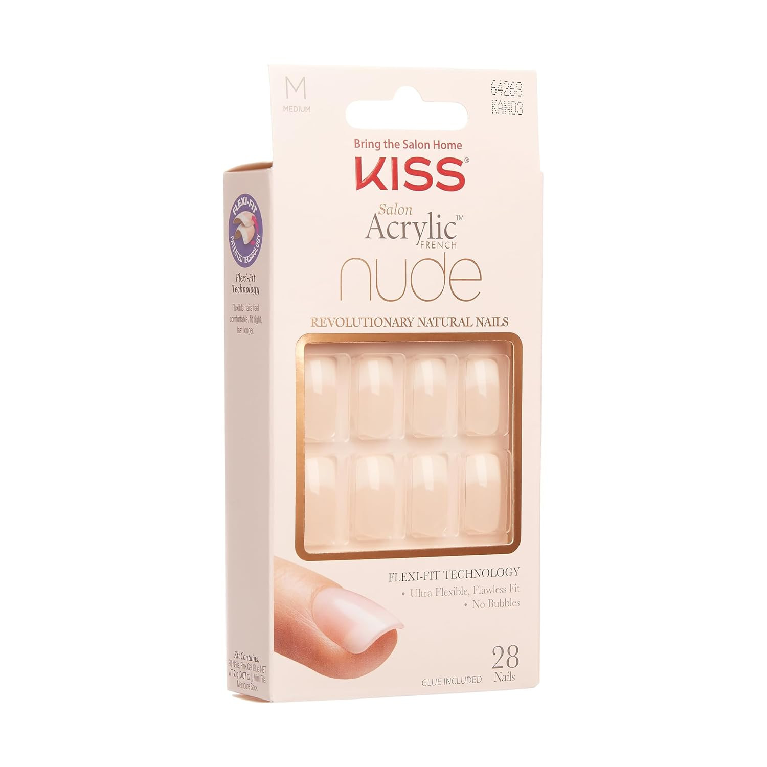 Salon Acrylic French Nude Natural Nails, Medium Length, Ultra-Smooth