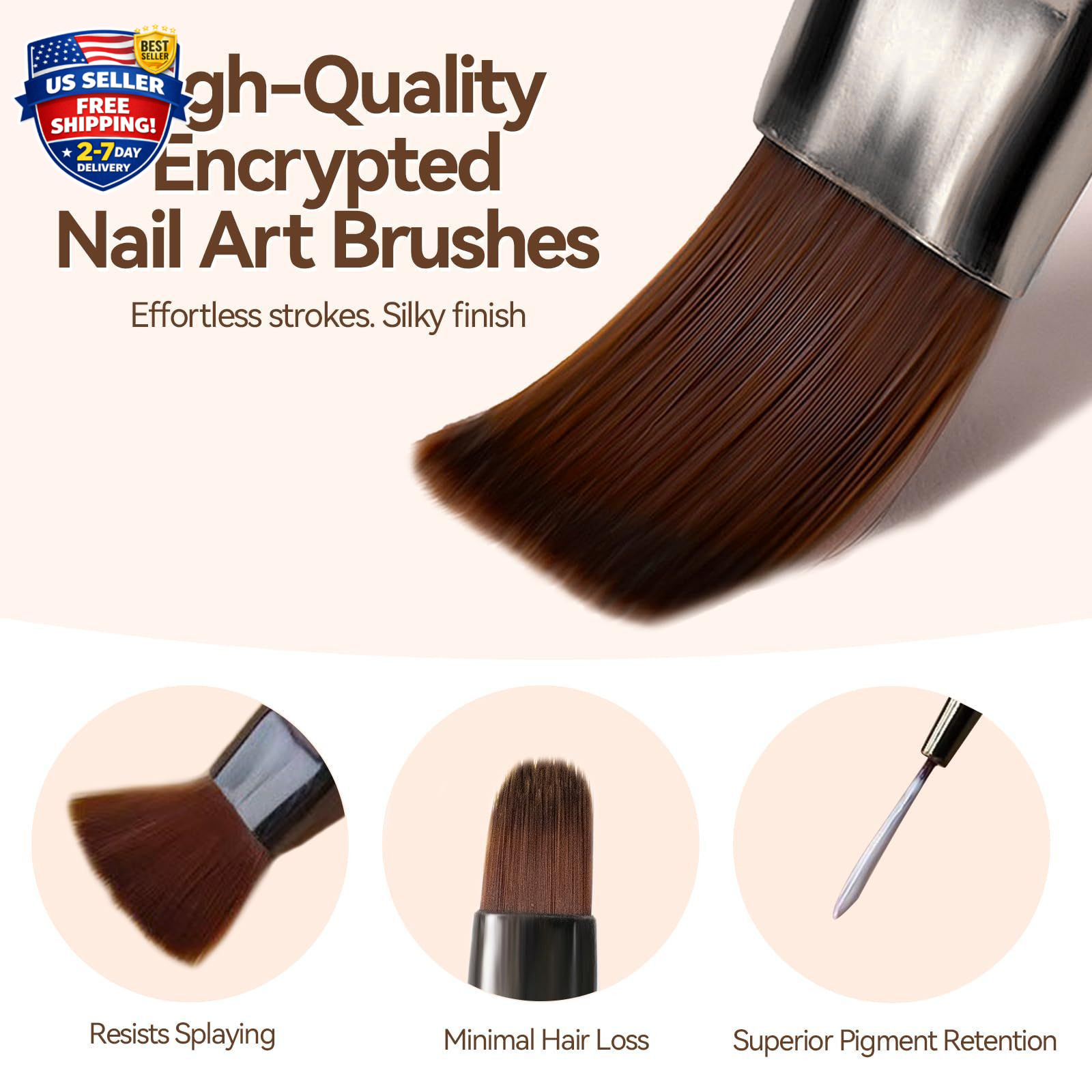 18 PCS Nail Art Brushes Set for Painting Practice Design Medium Amber Colors