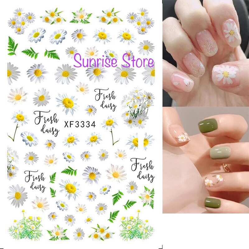 3D Nail Art Sticker Daisy Flower Floral Decals Manicure Peel & Stick DIY