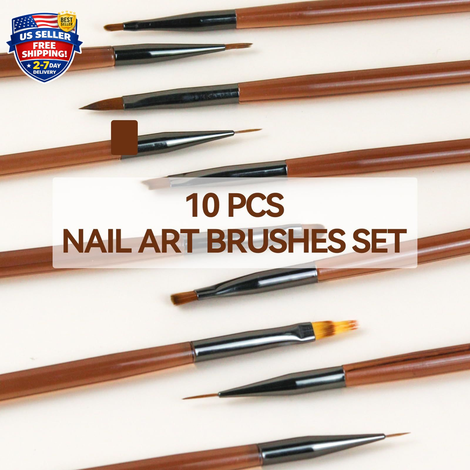 18 PCS Nail Art Brushes Set for Painting Practice Design Medium Amber Colors