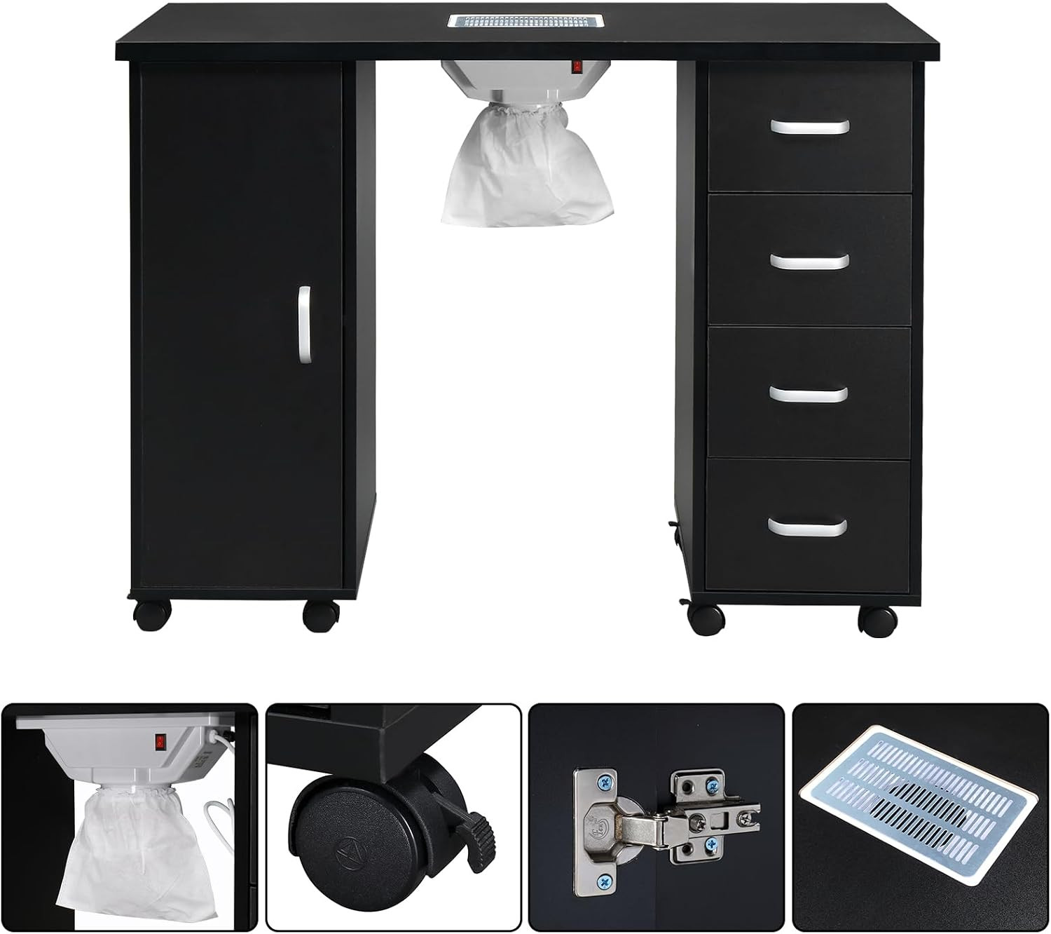 Nail Desk Manicure Table – Nail Tech Desk with Dust Collector – Nail Table with