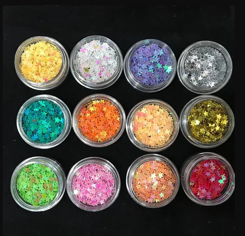36 Pcs Mix Color Glitter Dust Powder Set For Nail Art Acrylic Tips Decoration US