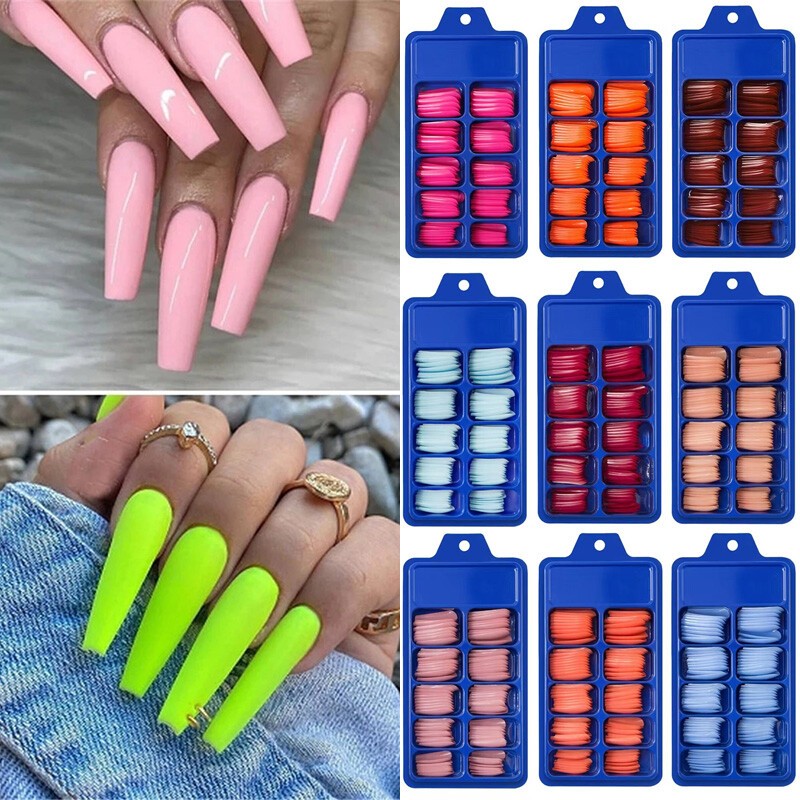 240/100X Long/Short Ballerina False NailTips Acrylic Coffin Full Cover FakeNail✔