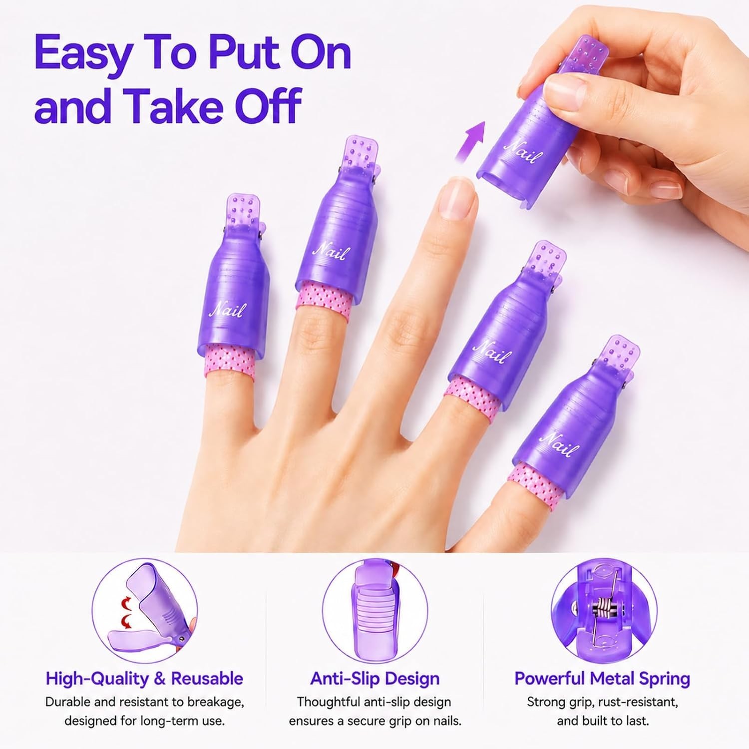 Nail Polish Remover Clips Kit, 20PCS Reusable Nail Soak Off Clips for Fingers…