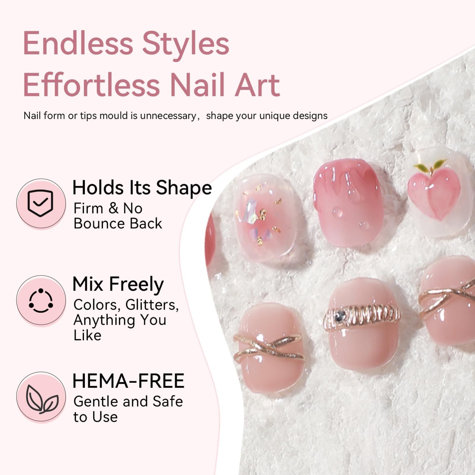 3D Sculpting Builder Gel for Nails – Clear & White Hard Gel for Nail Art, Extens