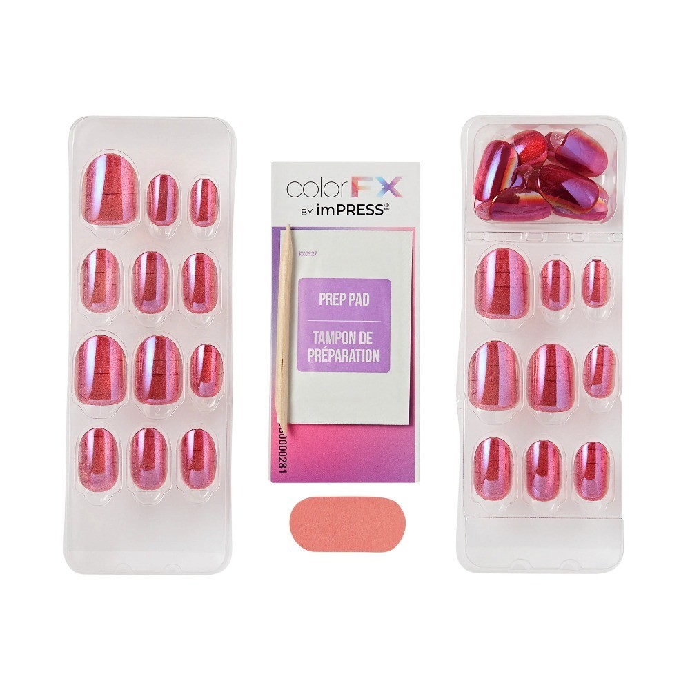 Pink Short Oval Press on Nails 30 Pieces False Nails Glue on Nails Color FX Nail