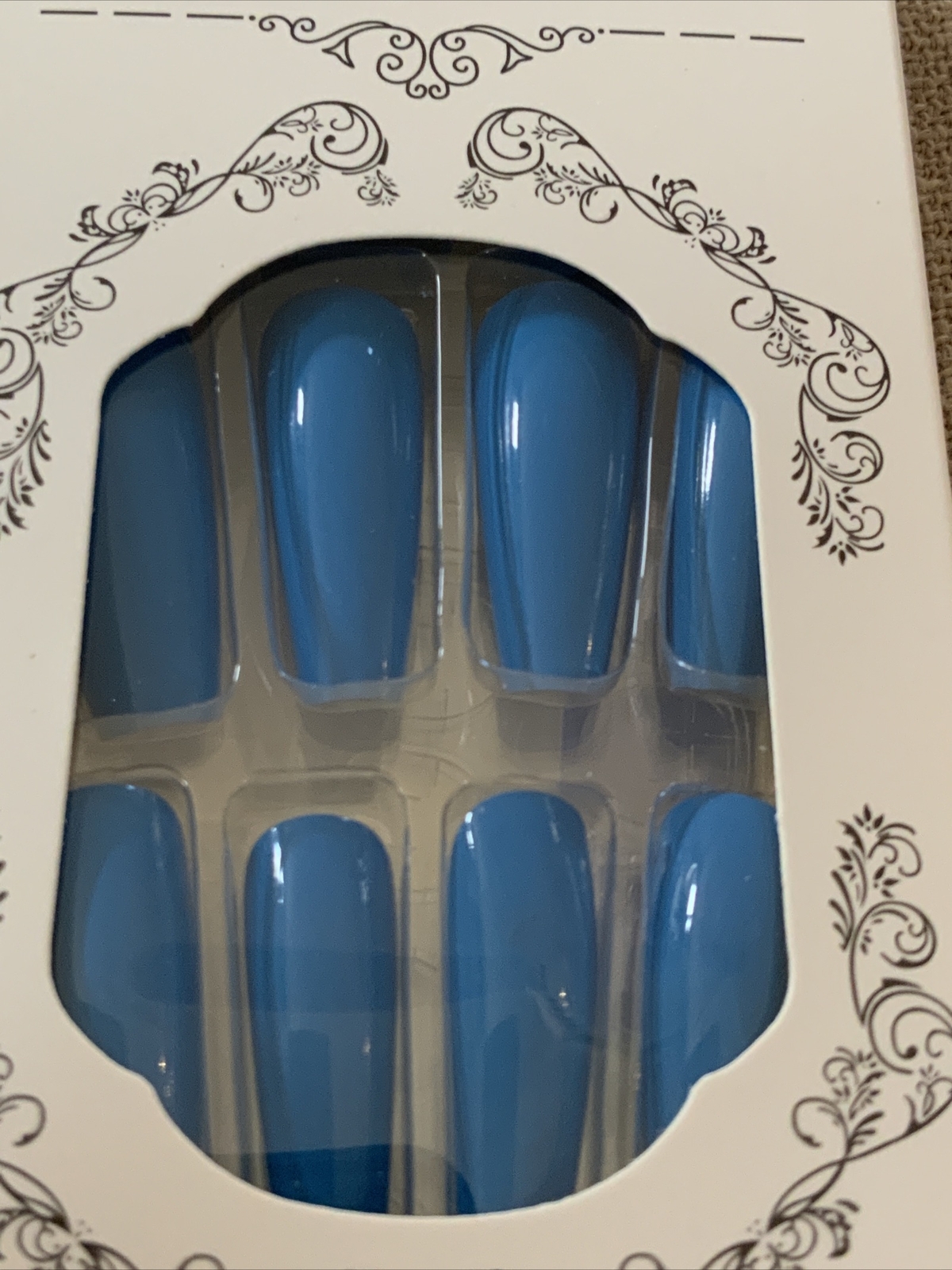 1” Coffin / Ballerina Nail, 24 pieces. Fast USA Shipping – Gloss Teal Blue