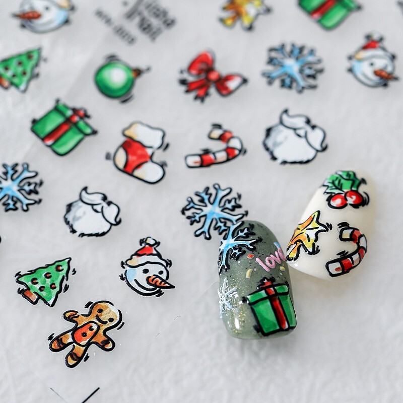 Festive Winter Nail Stickers, Snowflakes Nail Art Decals, Christmas (400)