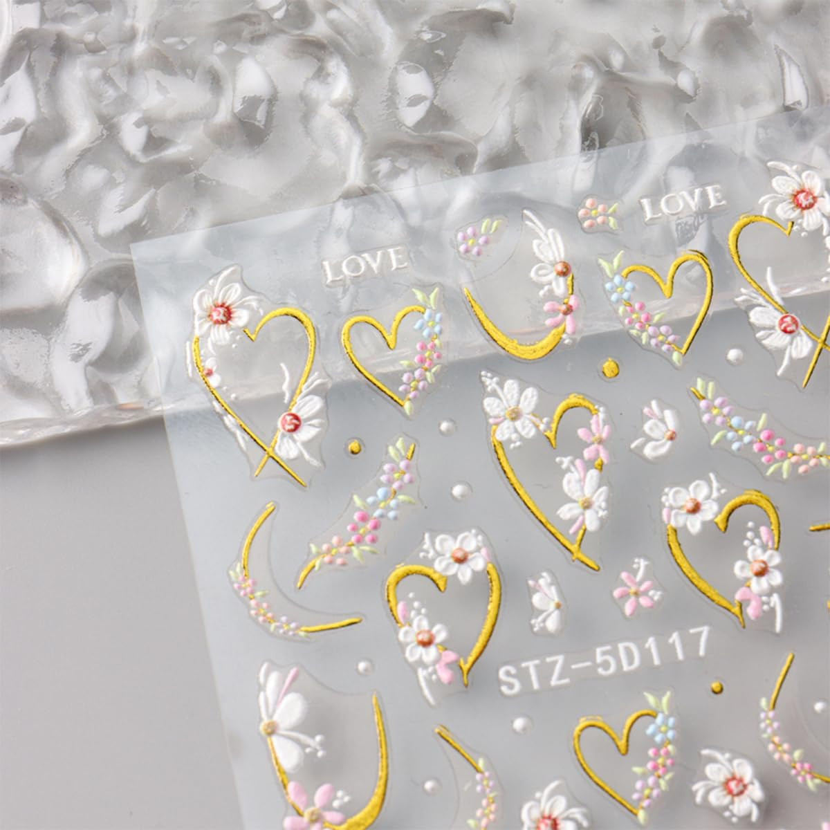 3D Embossed Flower Nail Art Stickers Decals Self-Adhesive 5D Spring Summer Flora