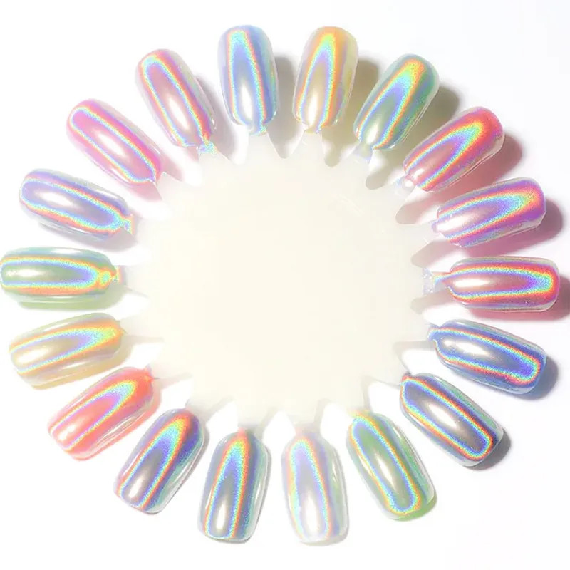 6 Colors Chrome Laser Nail Powder Holographic Mirror Glitter Pigment Silver/Gold