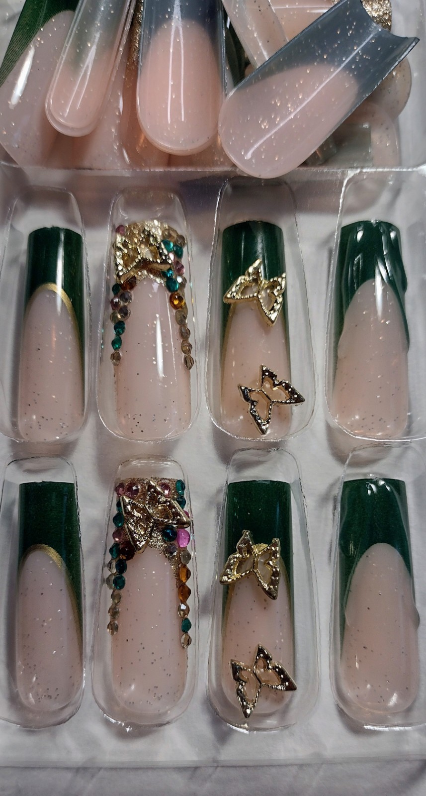 Green Butterfly Goddess PressOn Nail Set Nail Glue Included