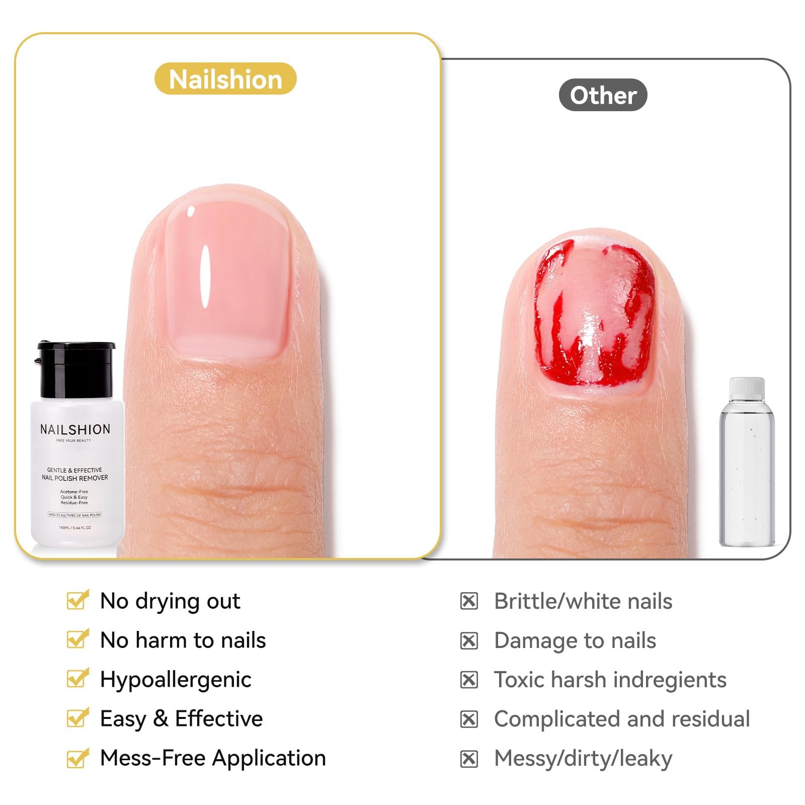 Nailshion Nail Polish Remover 5.46 Fl Oz (Pack of 1), Unscented VE Nourishing