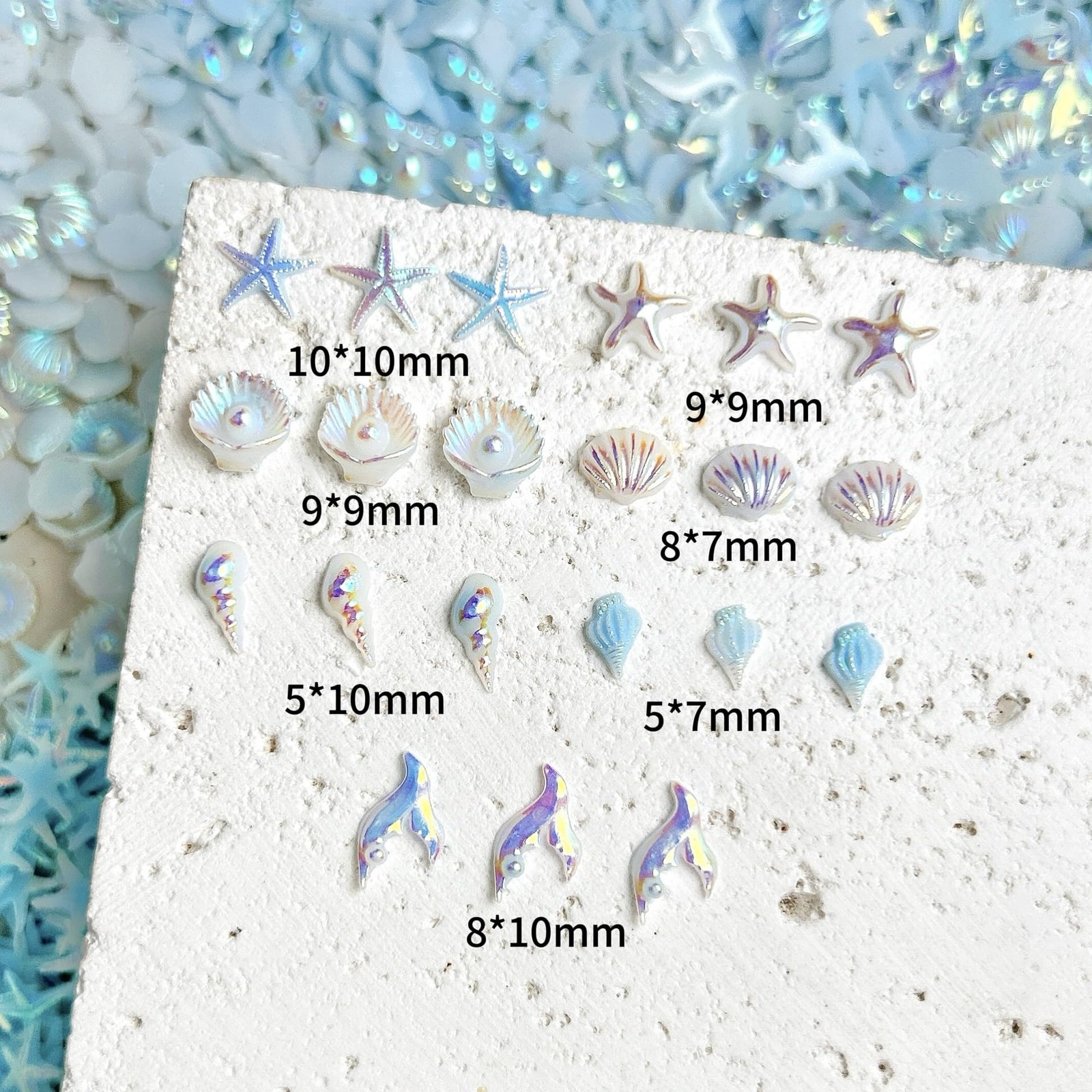 200Pcs Summer Beach Nail Charms Summer Ocean Nail Rhinestones Sea Shell Starf…