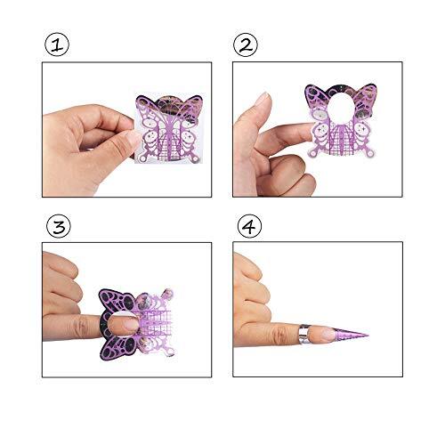 500Pcs Nail Form Pruple Bufferfly Shape Nail Art Guide Form Acrylic Tips UV