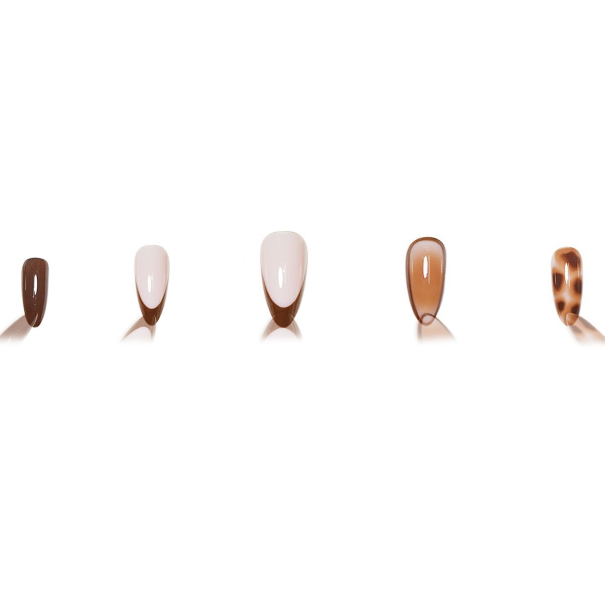 Leopard Print Almond Press On Nails Black Brown Medium Length