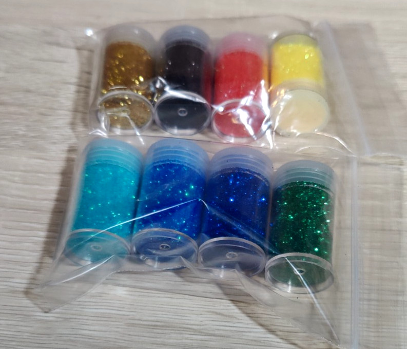 Fine Glitter Set 8 Jars 8g Each Assorted Colors Arts Crafts Nail Art