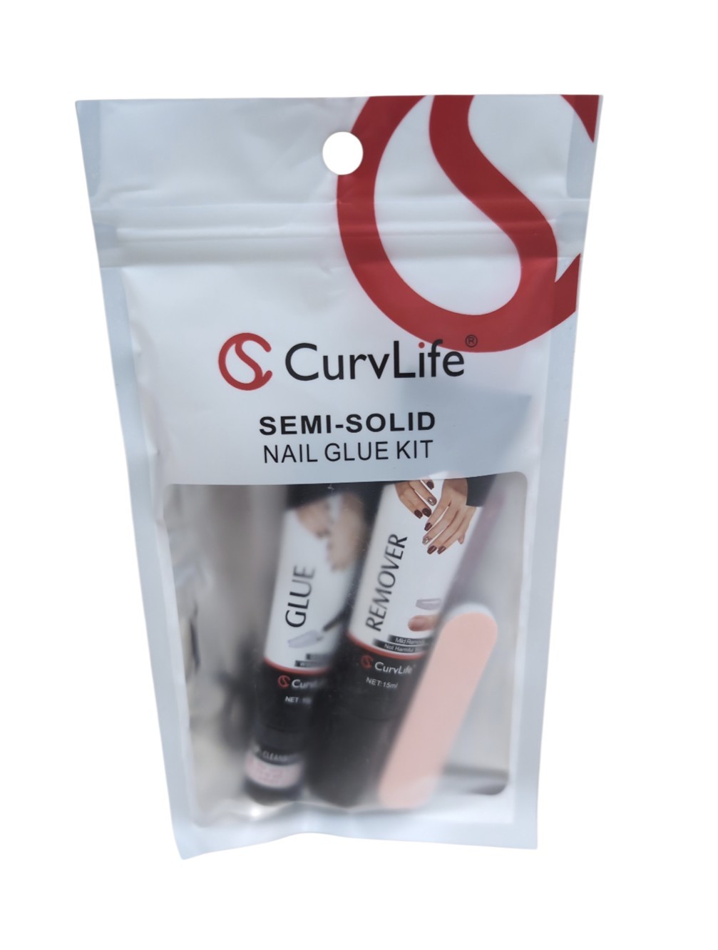 Curvlife Newly Upgraded Quick Drying 10G Semi Solid Nail Glue with 15ml Remover