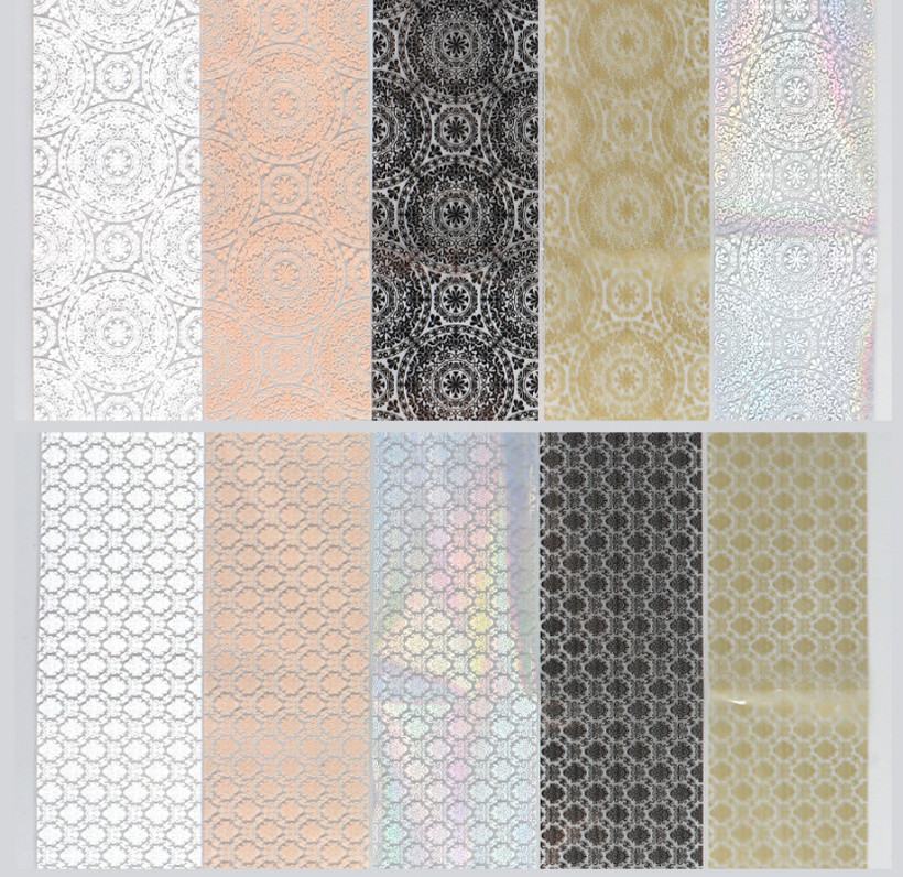 10pcs Nail Foils Transfer Stickers Decals Holographic Retro Flower Nail Art 526