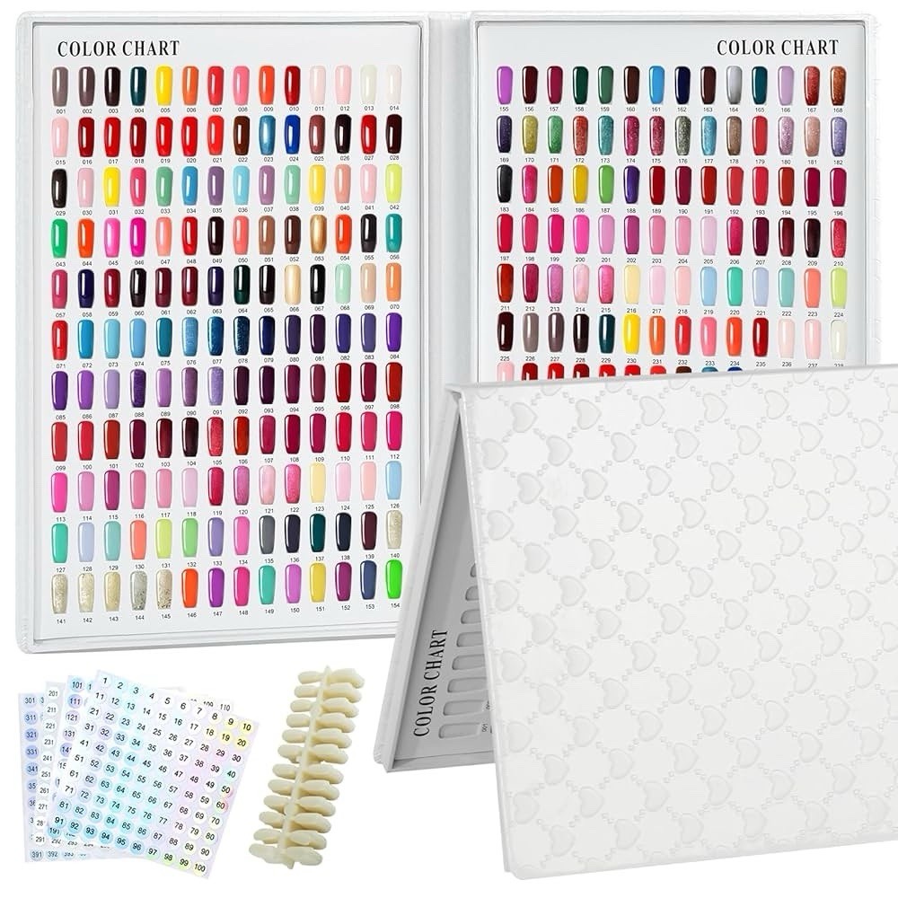 308 Colors Nail Swatches Book 360 Nail Tips Professional Nail Color Chart Card