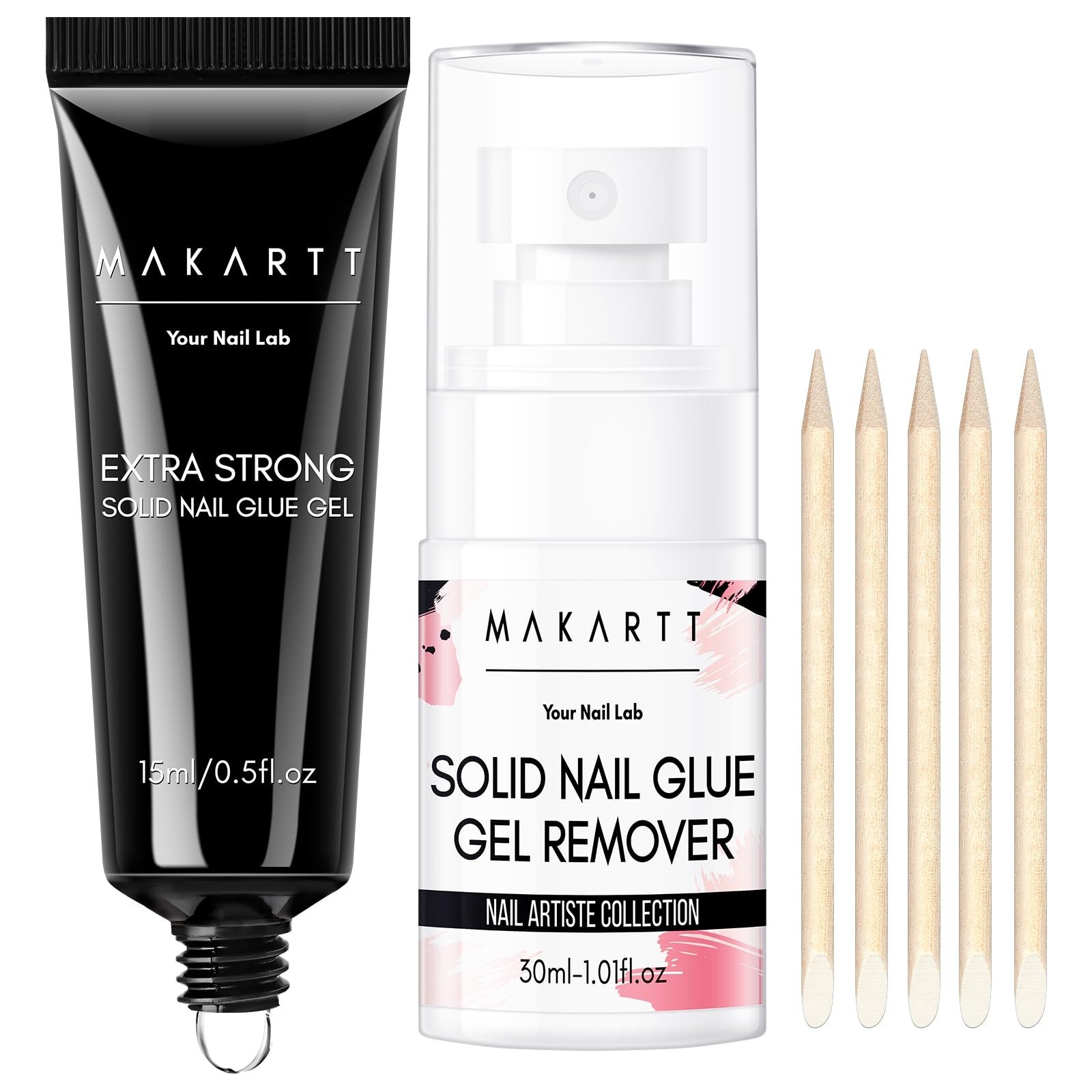 Super Strong Nail Glue & Remover Kit – 30ml Gel for Press-On Tips, Easy Polish R