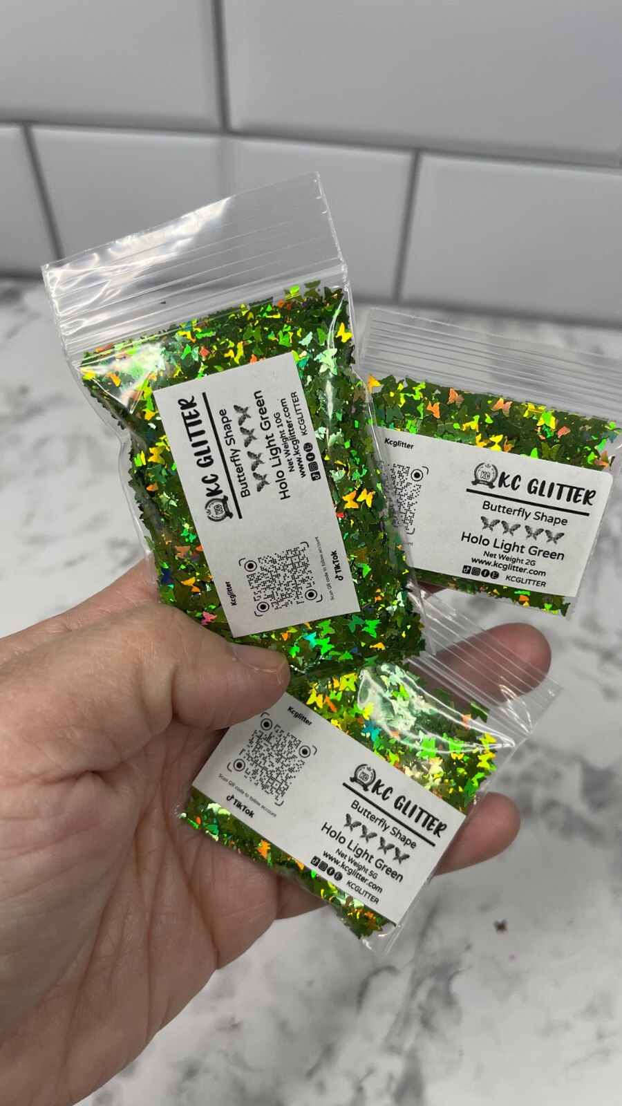 50g Solvent Resistant BUTTERFLY shape Glitter LIGHT GREEN Nail Art DIY Craft