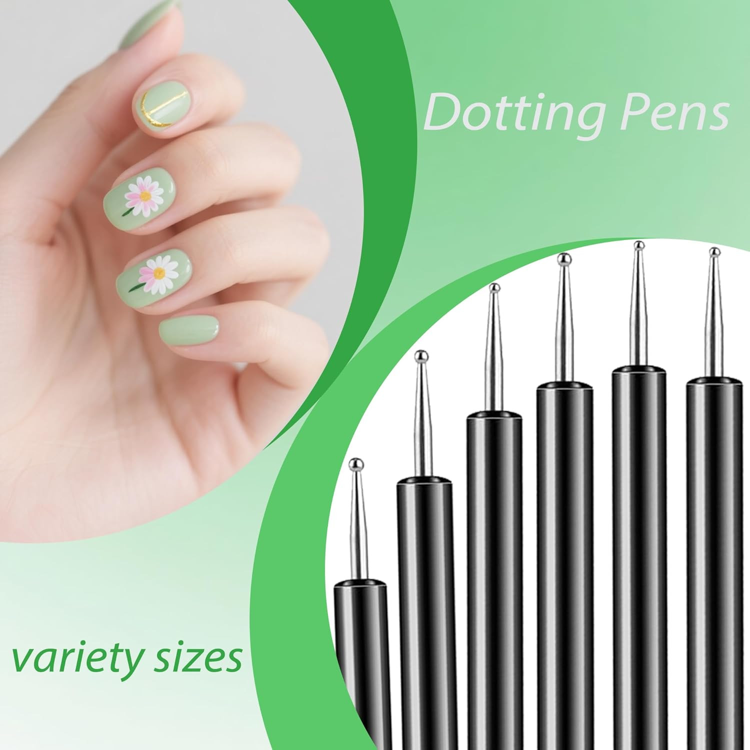 6PCS Double-Ended Nail Art Brush Kit for Gel Polish, Liner, Drawing, Dotting …