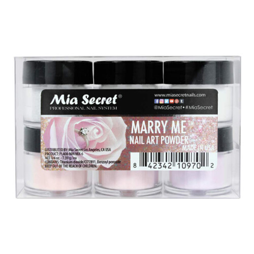 Mia Secret Monomer 4 oz with Marry Me 6 Colors Set Nail Art Powder