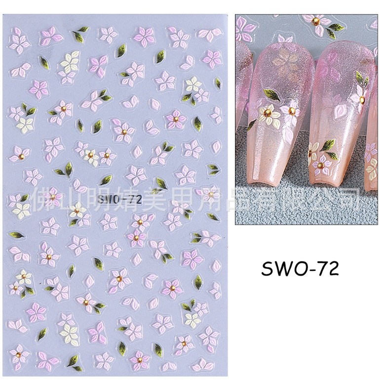 5D Embossed Balloon Star Floral Flowers Heart Nail Art Stickers Decals DIY NS52