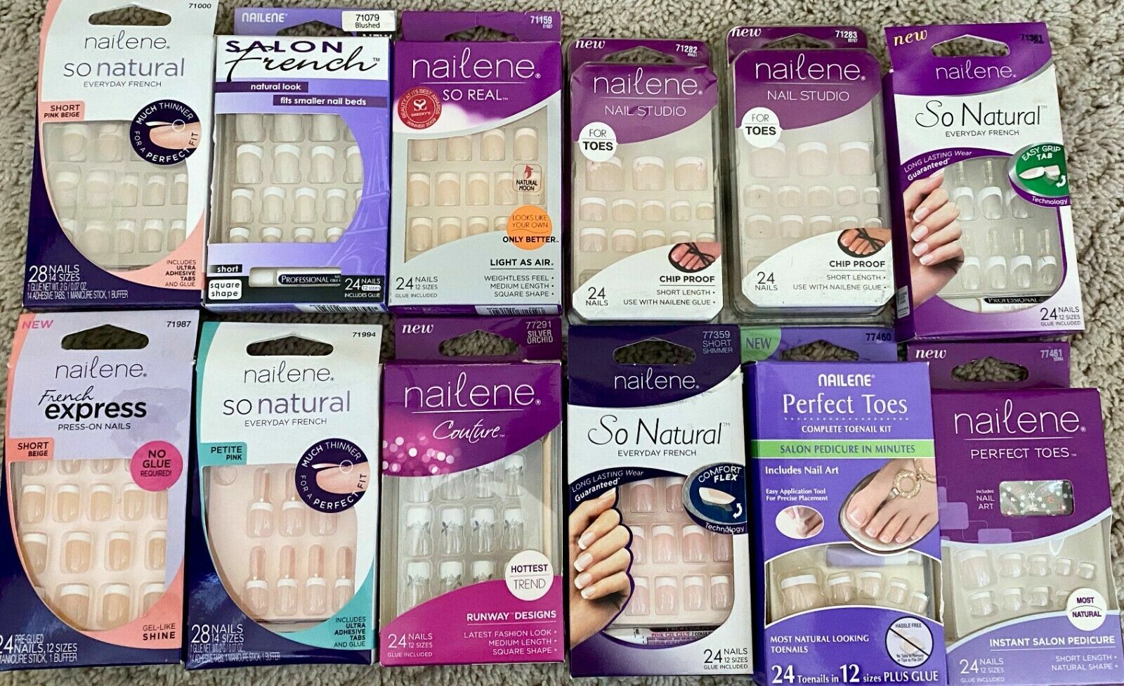 NAILENE So Natural Couture Everyday French Press-On 24 Nails Studio Kit NEW