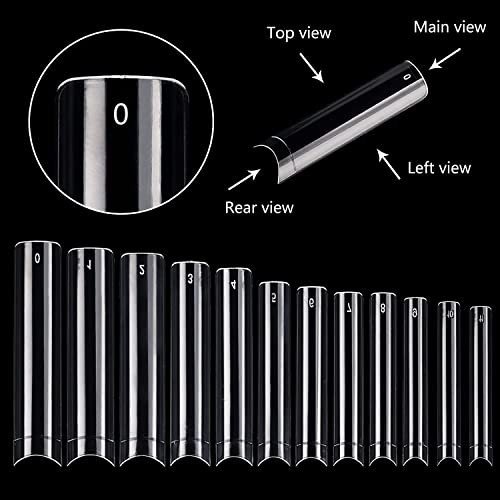 3XL Long Square Nail Tips – 360PCS Clear Half Cover Acrylic Nails, 12 Sizes, DIY
