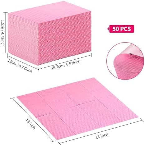 Nail Art Table Mat – Disposable Nail Paper Towels (50PCS) – Pink Waterproof 3-Pl