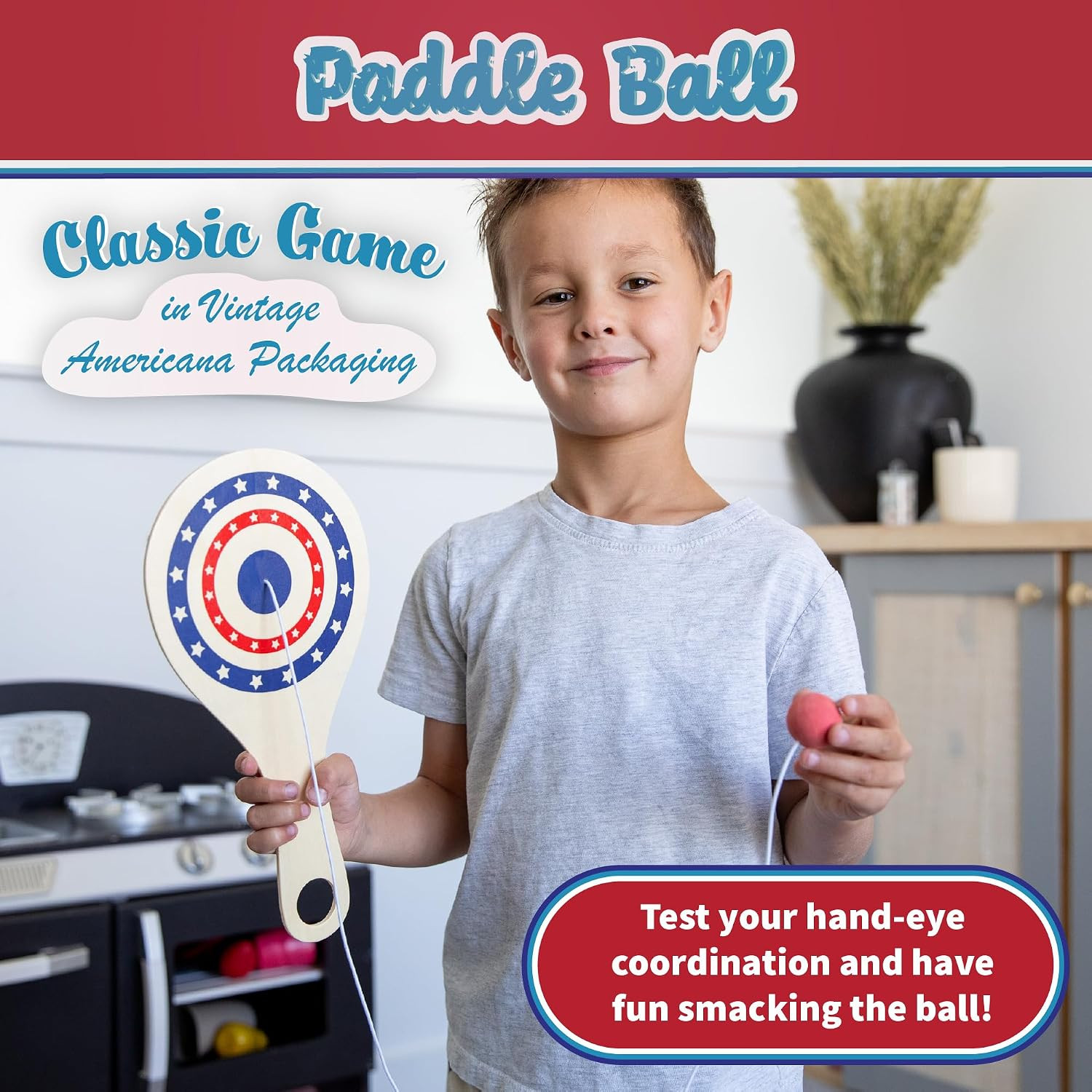 Way Back Toys Paddle Ball, Game of Steady Hands and Skill