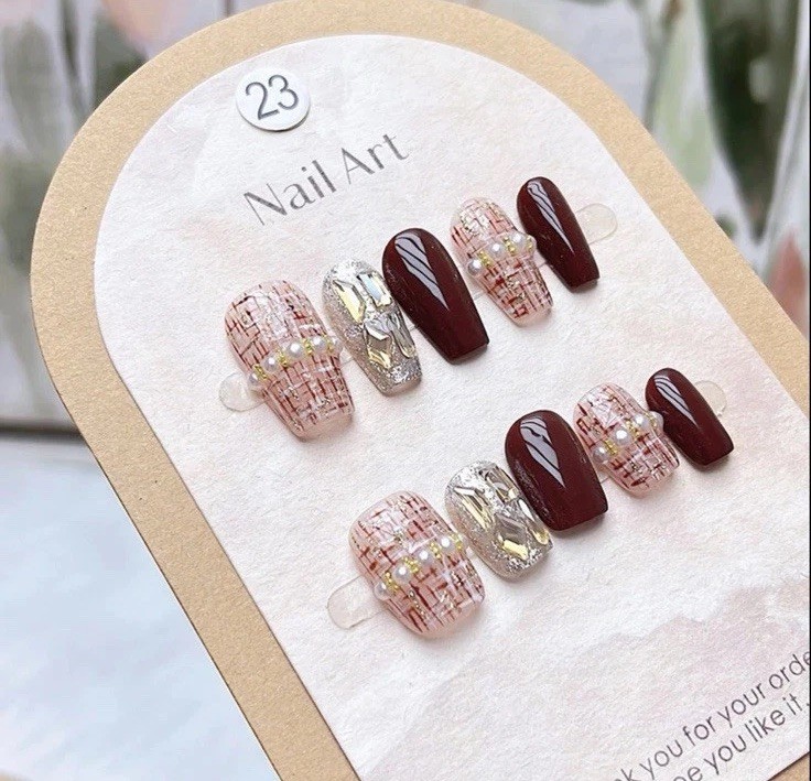 10pc Handmade Press-on Nail Middle Coffin Set