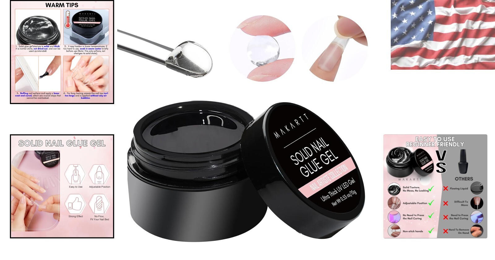 Professional 15ml Solid Gel Nail Glue – Rubber-Like Texture, Easy Application