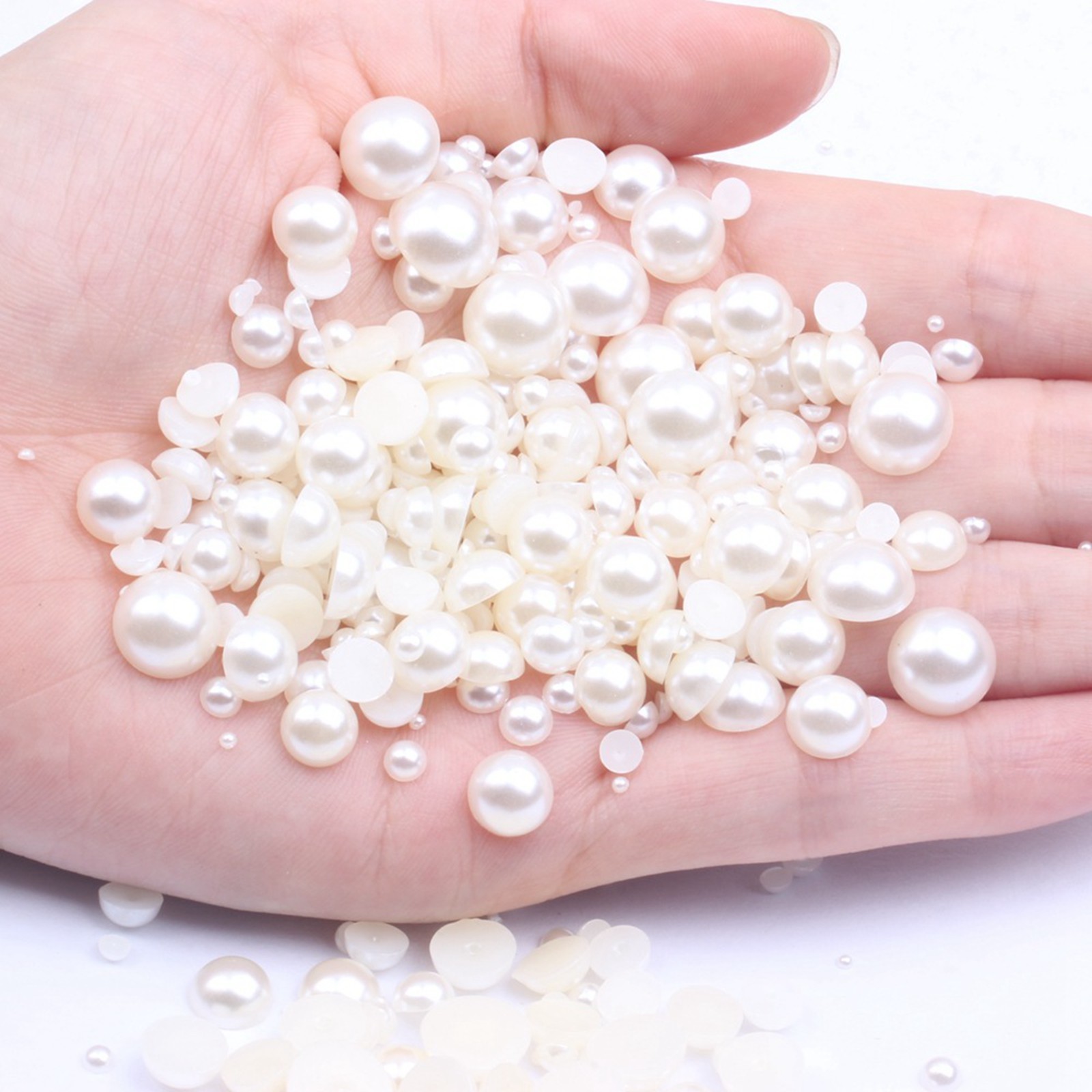 10,000 pcs Acrylic Tiny Half Pearl Flatback Round Bead 1.5mm -4mm Nail Art Tips