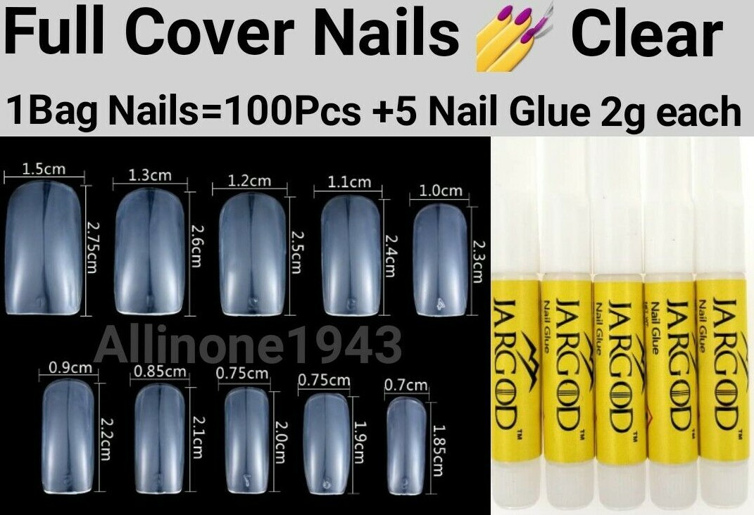 100/500Pcs Full Cover Nails Manicure Long Square False Tips Fake Nails -Jargod