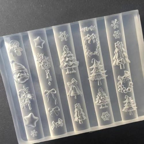 Christmas Nail Mold 3D Silicone Tools Snowman Bows Nails Xmas Tree Snowflakes
