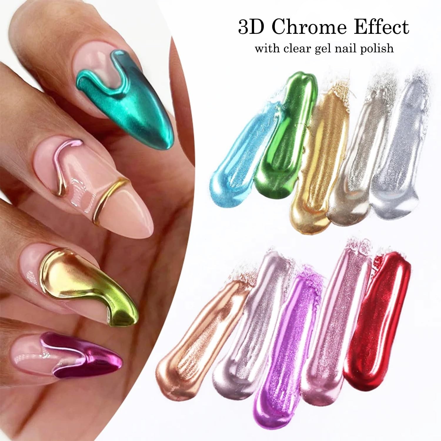 Holographic Purple Chrome Nail Powder Violet Metallic Mirror Effect Glazed Na…